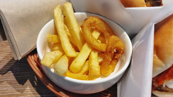 French fries and onion rings