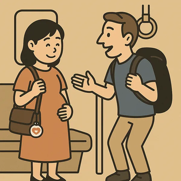 Give up your seat to a pregnant woman wearing a maternity mark
