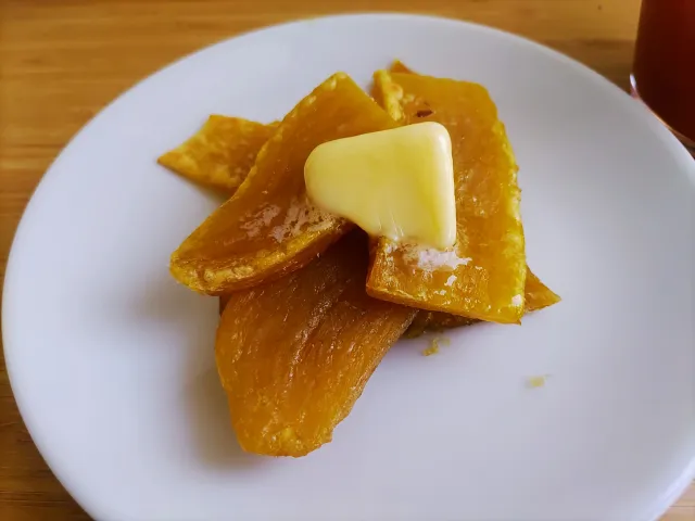 Place butter on the rebaked dried sweet potato.
