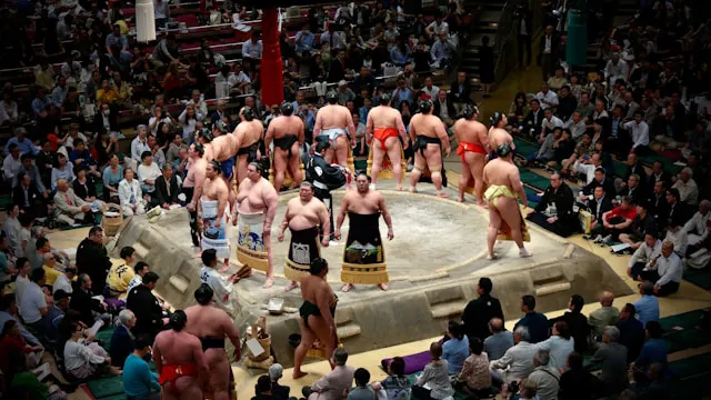 Wrestlers in the sumo ring