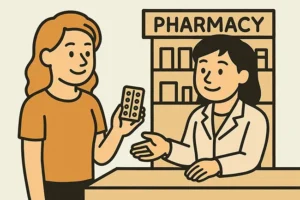 A tourist purchasing prescribed birth control pills