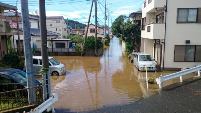 Flooded residential area